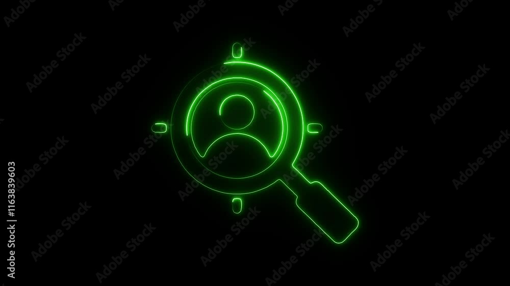 Glowing Neon Human Resources Icon Animation on Black Background, HD Motion Graphic Video Representing Workforce Management Glowing Neon Human Resources Icon Animation on Black Background, HD Motion Graphic Video Representing Workforce Management
