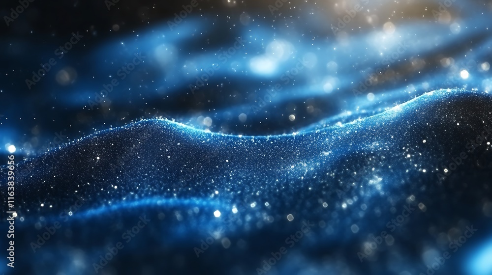 Abstract Blue Glittering Cosmic Landscape Abstract Blue Glittering Cosmic Landscape