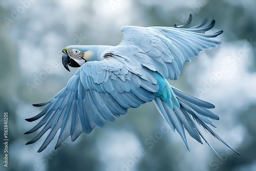 Wings of the Glaucous Macaw in Flight