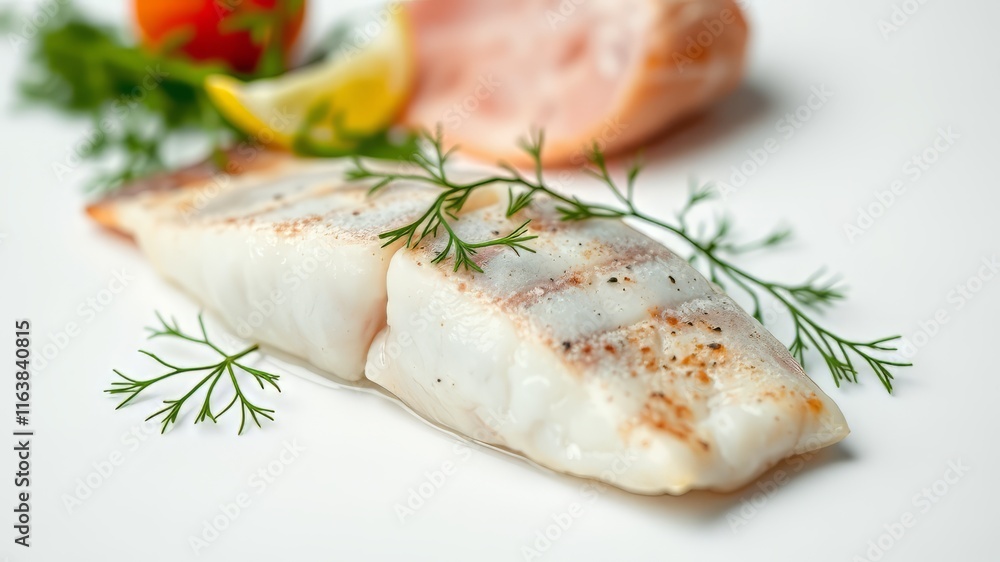 Fresh Cod with Dill - Gourmet Seafood Photo - High Resolution Fresh Cod with Dill - Gourmet Seafood Photo - High Resolution