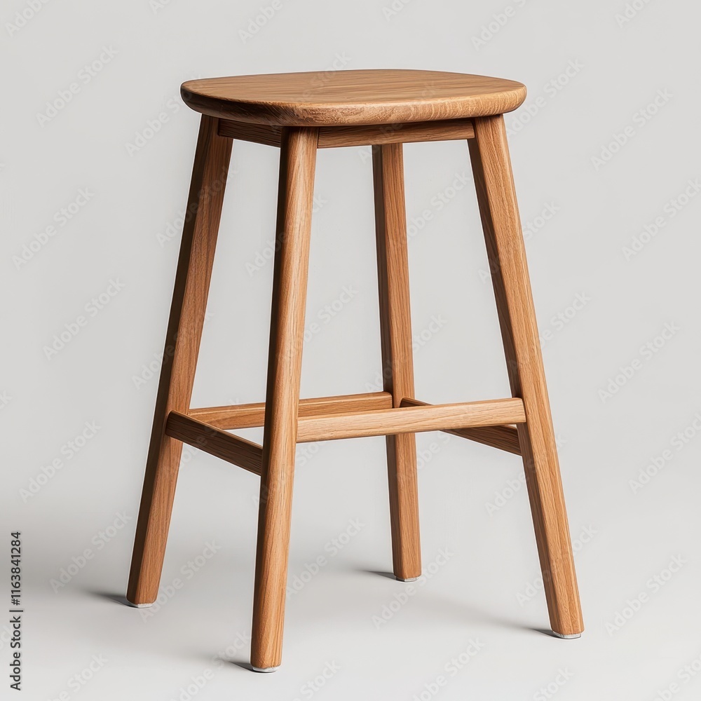 Wooden stool with simple design against neutral background Wooden stool with simple design against neutral background