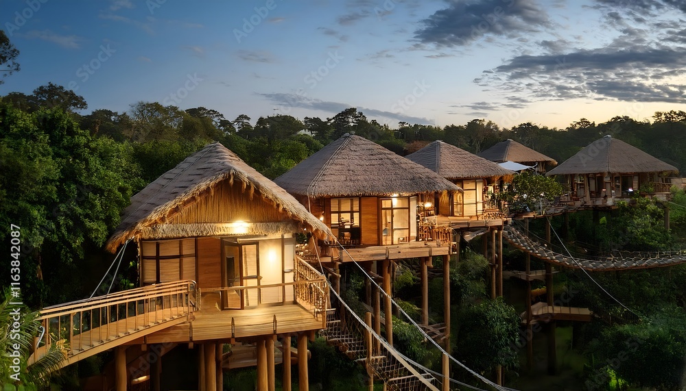 Luxurious Treetop Cabins Tropical Getaway Sunset View