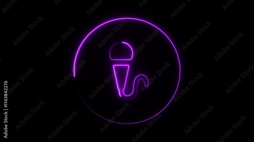 Glowing Neon Microphone Icon, Audio Recording, Voice Technology, HD Video Motion Graphic Animation on Black Background Glowing Neon Microphone Icon, Audio Recording, Voice Technology, HD Video Motion Graphic Animation on Black Background