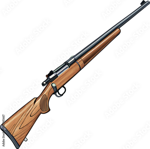 Sniper rifle, bolt-action, high-powered scope, black and white illustration, detailed weapon design, sleek modern firearm, precision shooting Vector