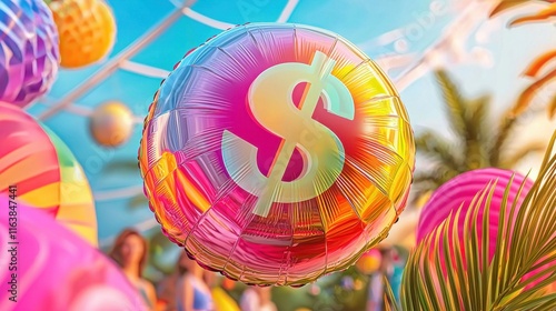 Wallpaper Mural Summer Fun Dollar Sign Balloon Tropical Party Festive Celebration Torontodigital.ca