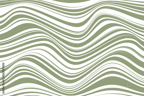 simple abstract etruscan olive color thin to thick wavy distort line pattern a green background with a pattern of lines in white and green