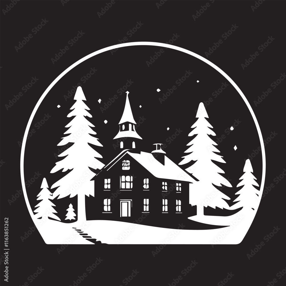 Obraz premium black and white house logo type silhouette design