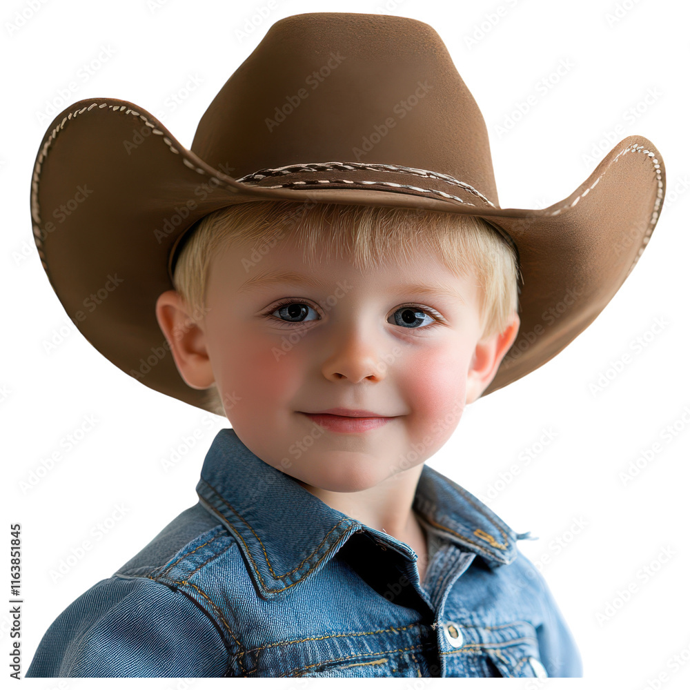 Little Cowboy with a Hat Isolated on White Background on Transparent PNG background. Little Cowboy with a Hat Isolated on White Background on Transparent PNG background.