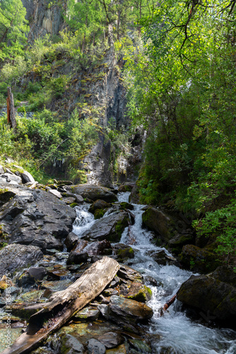 Upper Karasu waterfall. Near Aktash village, Altai republic, Russia
