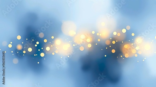 A luxurious abstract background of glittering lights in a de-focused style, combining deep blue and gold tones over a black base.