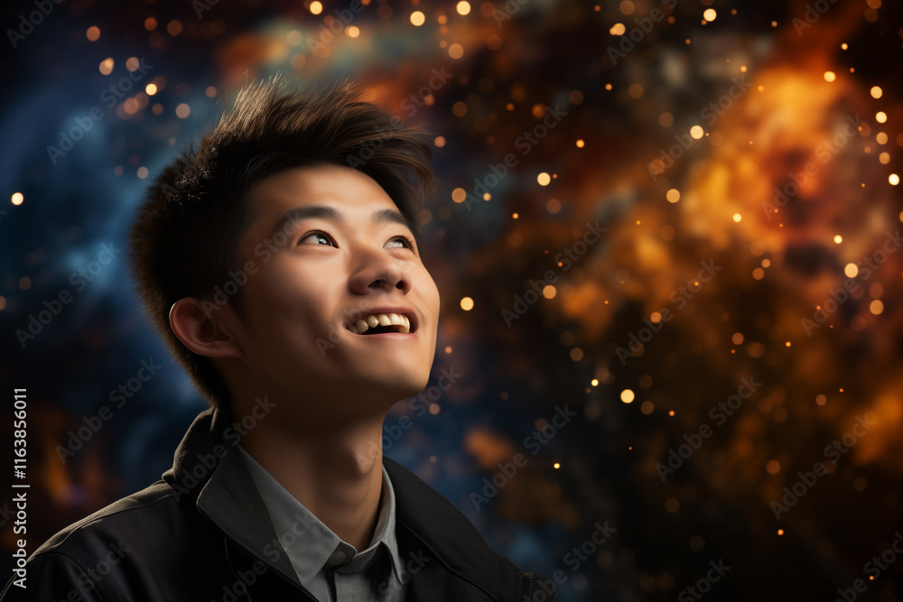 Chinese Man in Celebration, Handsome Guy Experiencing the Thrill of Chinese Lunar New Year 2024 with Fireworks Chinese Man in Celebration, Handsome Guy Experiencing the Thrill of Chinese Lunar New Year 2024 with Fireworks