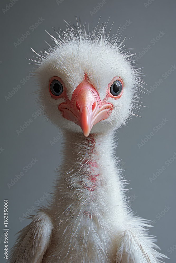 Fototapeta premium A quirky albatross chick with fluffy feathers and an exaggerated open beak,