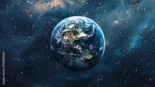 Earth's majestic rotation in space: a view of our planet in the vast universe