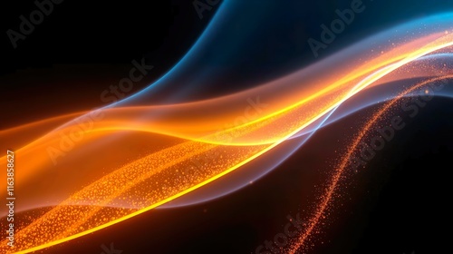 A luxurious abstract background of glittering lights in a de-focused style, combining deep blue and gold tones over a black base.