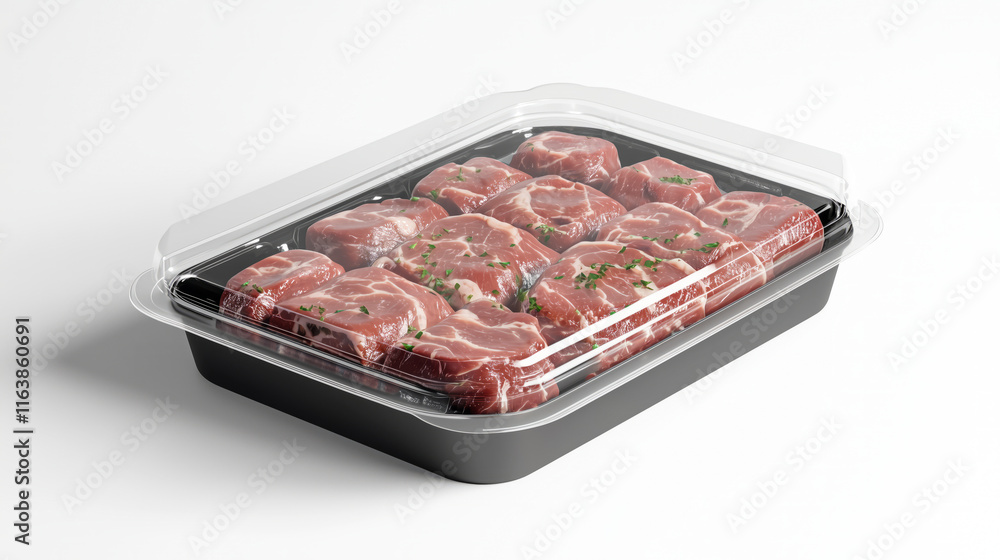 Transparent deli meat tray mockup featuring branding sticker options Transparent deli meat tray mockup featuring branding sticker options