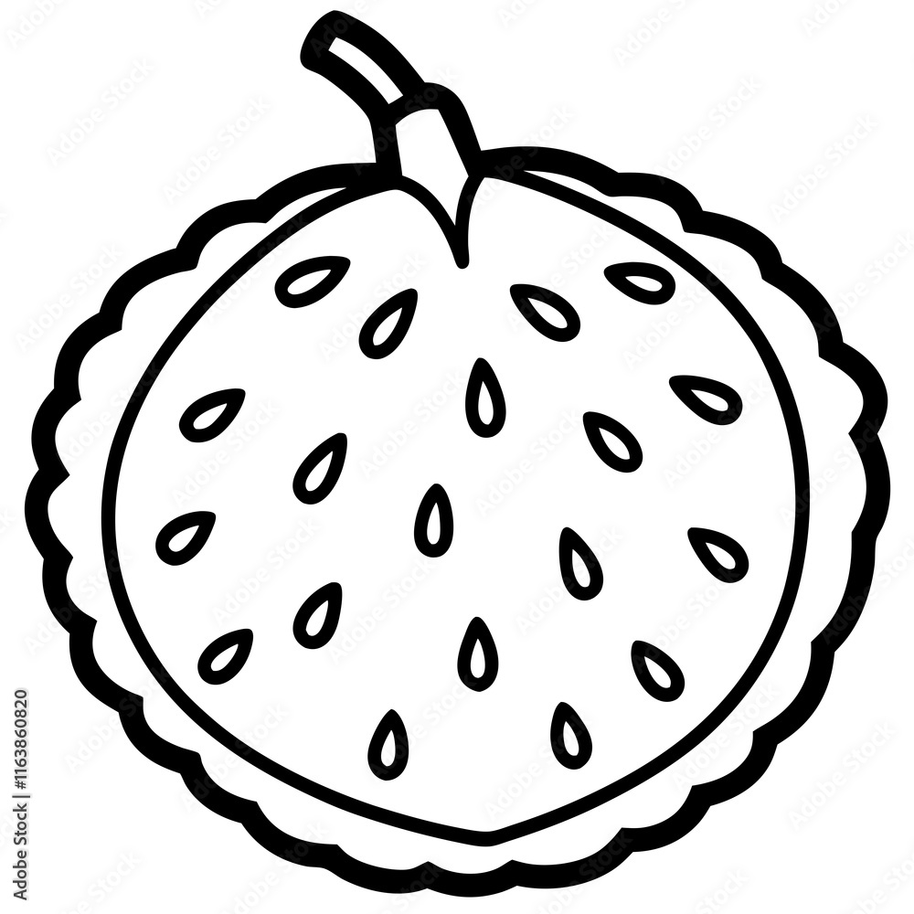 Minimalist Soursop Line Art Vector Design Minimalist Soursop Line Art Vector Design