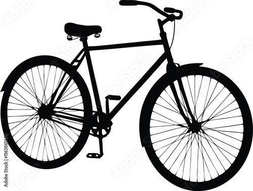 Bicycle silhouette vector art on white background