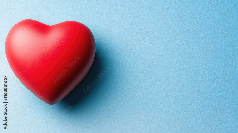 Celebrating love with a red heart symbol on blue background digital art minimalist style Celebrating love with a red heart symbol on blue background digital art minimalist style