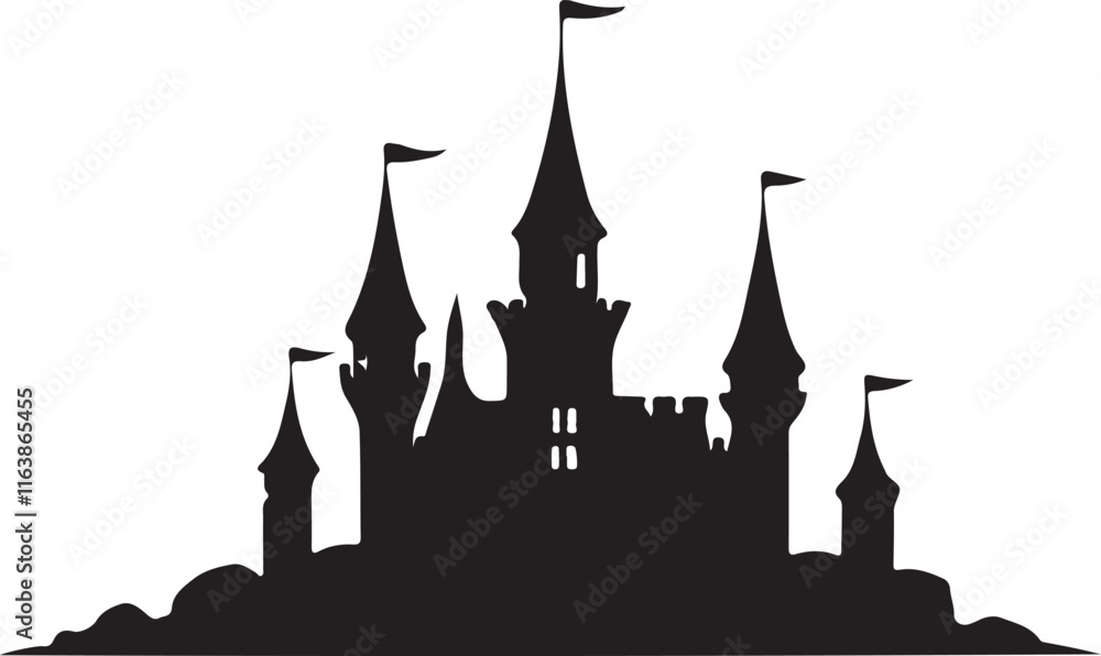 Obraz premium black and white castle logo type silhouette design