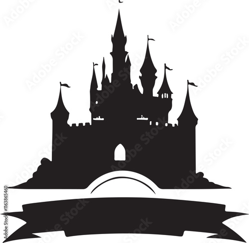 black and white castle logo type silhouette design