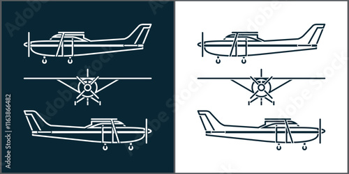 Aircraft plane aviation line art silhouette vector set template design