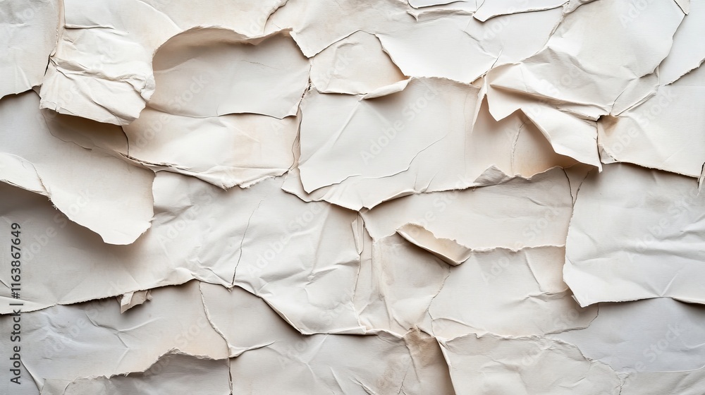 White bad glued paper realistic vector illustration. Set of wet wrinkled and creased paper sheets with crumpled texture, blank posters glued to street wall or advertising column, mock up for design White bad glued paper realistic vector illustration. Set of wet wrinkled and creased paper sheets with crumpled texture, blank posters glued to street wall or advertising column, mock up for design