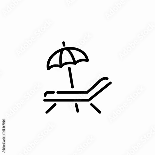 beach chaise lounge umbrella icon sign vector