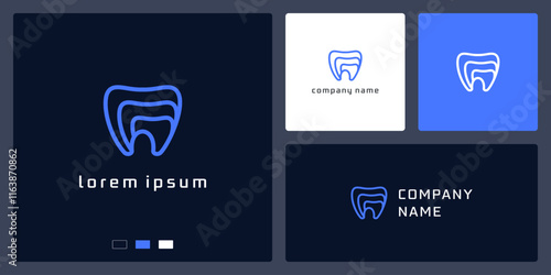 Unique teeth logo dental silhouette