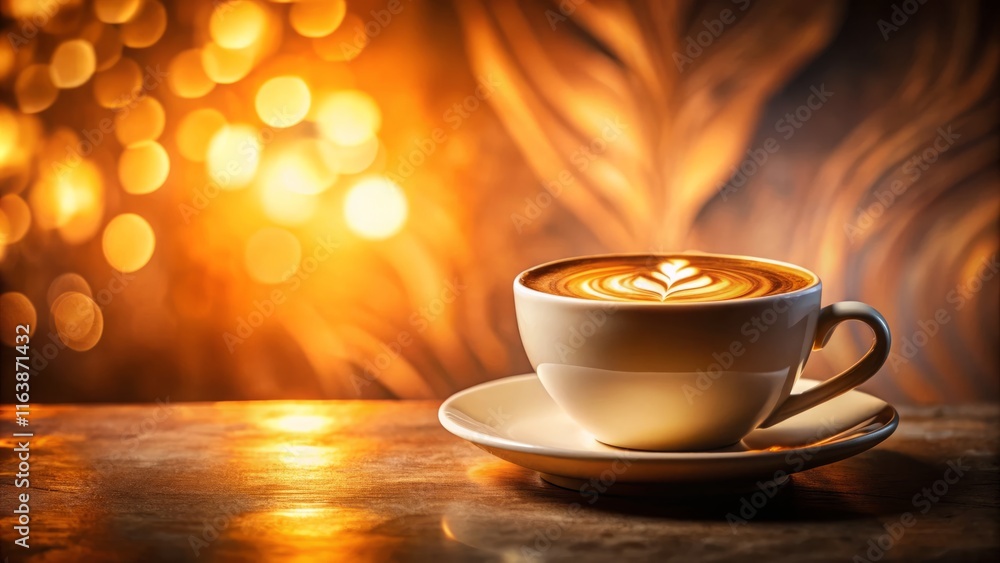 Obraz premium Warm cappuccino in minimalist setting with slow shutter effect for cozy coffee moments