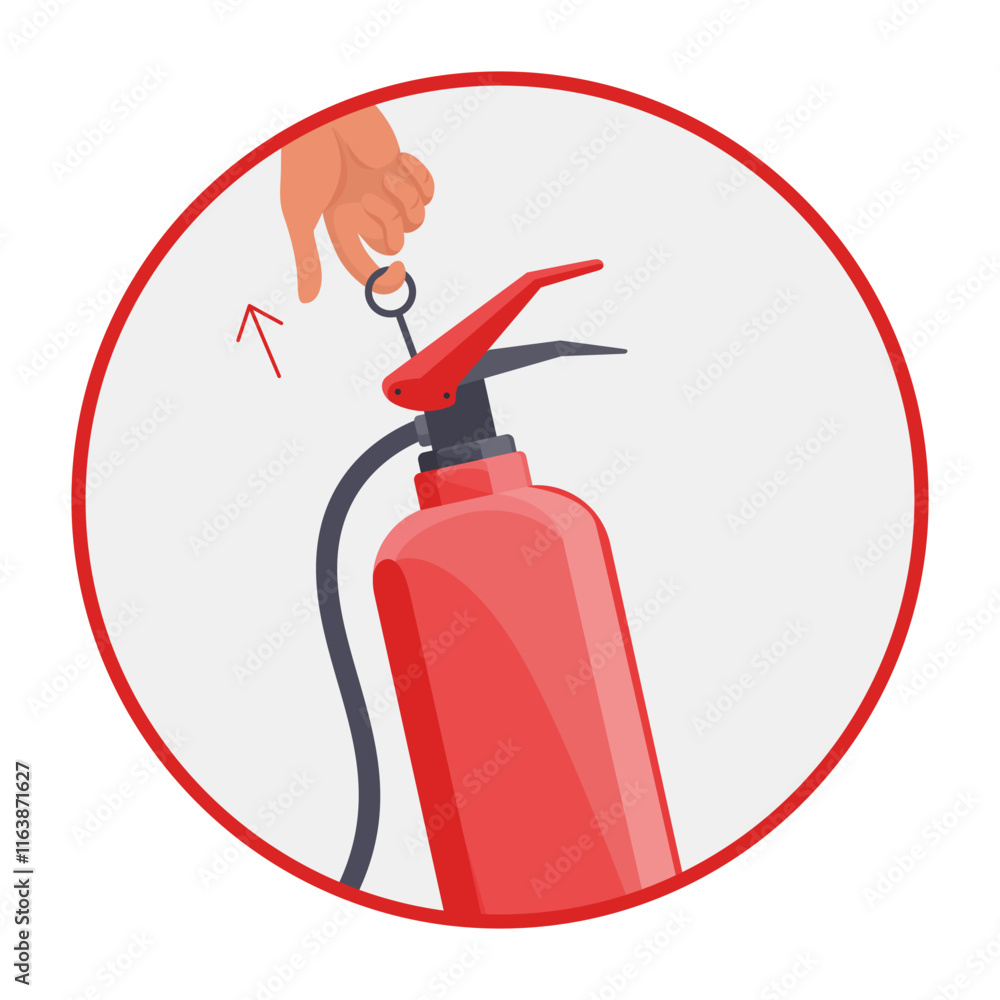 Obraz premium Fire extinguisher instruction. Fire prevention and extinguishing tips. Safety Information, poster or banner for website. Cartoon flat vector illustrations isolated on blue background