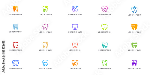 creative of dental logo collection for business medicine, health, inspiration teeth design branding. 