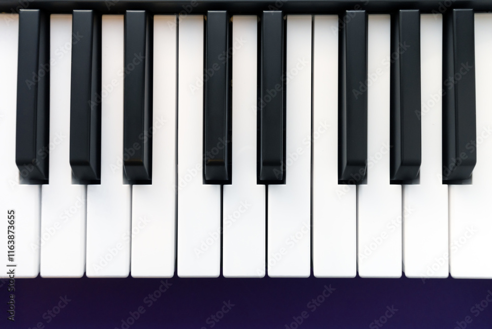 Close up of piano, synthesizer keys. Top view. Close up of piano, synthesizer keys. Top view.