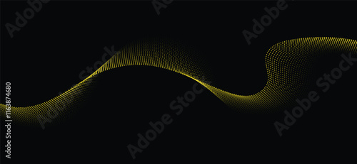 wave dots halftone lines dynamic smooth flowing gradient black gold isolated on transparent background concept of technology, digital, communication, science, music vector illustration