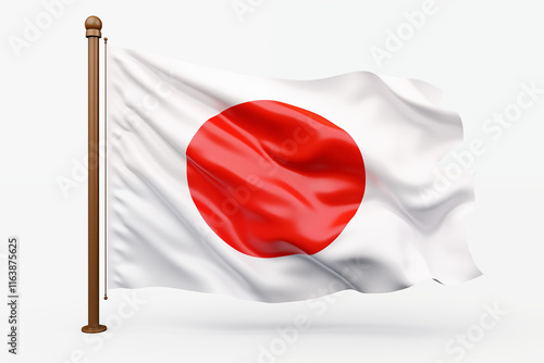 Japanese flag on a transparent background, featuring the iconic red circle on a white field, symbolizing harmony and tradition, perfect for cultural projects, educational materials, or patriotic. PNG.
