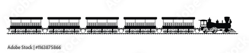 Black and white train image in illustrator on a white background