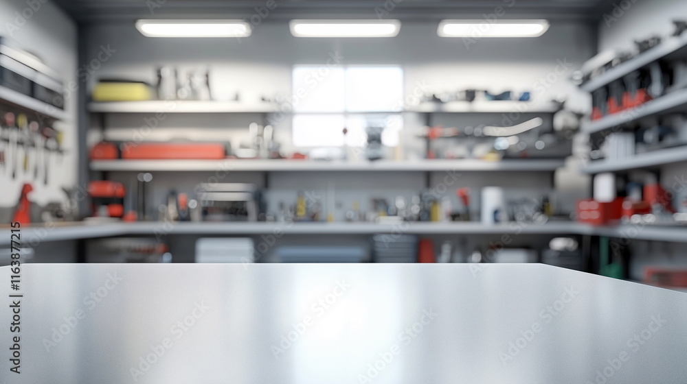 A blurred view of a workshop with tools and equipment neatly organized on shelves. This image is ideal for themes related to craftsmanship, DIY, and workspace environments. A blurred view of a workshop with tools and equipment neatly organized on shelves. This image is ideal for themes related to craftsmanship, DIY, and workspace environments.