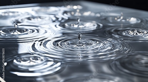 Water ripple with circle waves isolated on transparent background. Vector realistic concentric rings on liquid surface from falling drop. Ripple effect on clear aqua top view photo