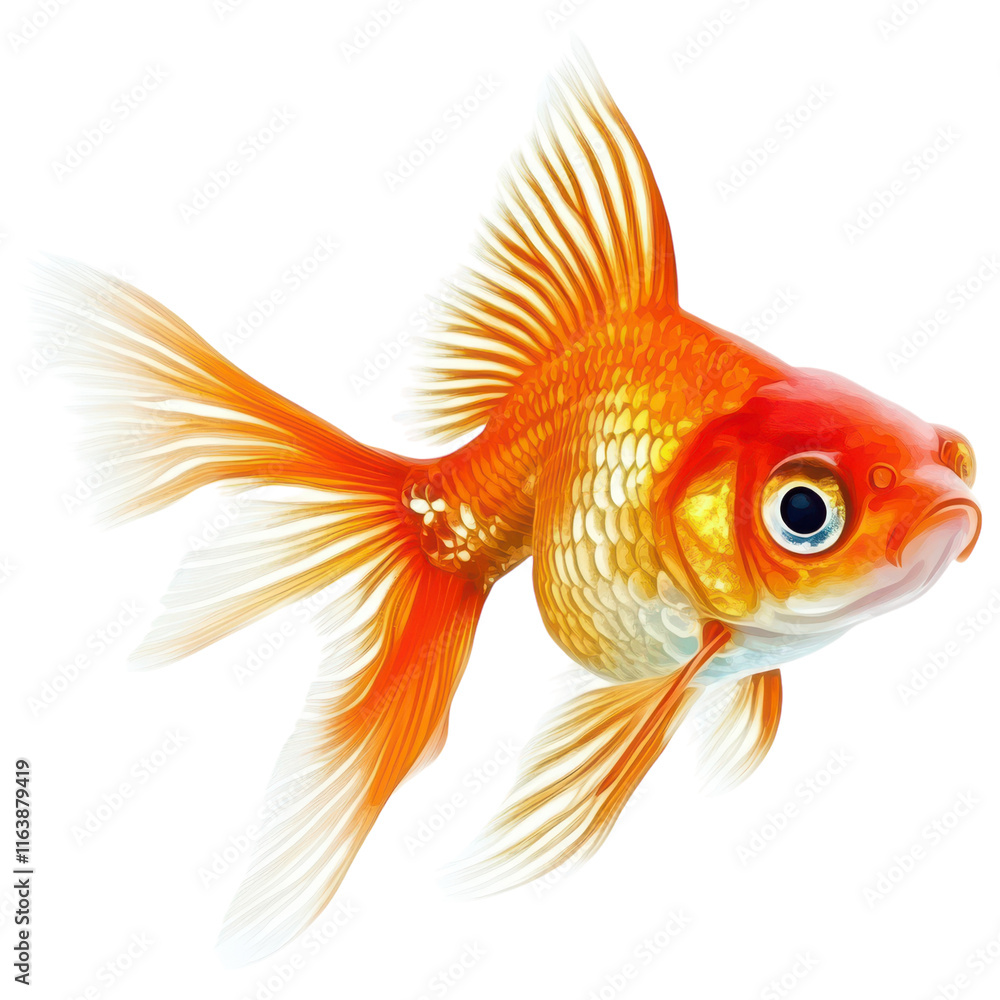 Obraz premium Vibrant Watercolor Goldfish for Artistic Projects on Transparent PNG background.