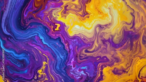 Abstract Paint Swirls with Purple and Gold Hues, Dynamic and Artistic Background for Creative and Expressive Visuals, Fluid and Mesmerizing Patterns.
