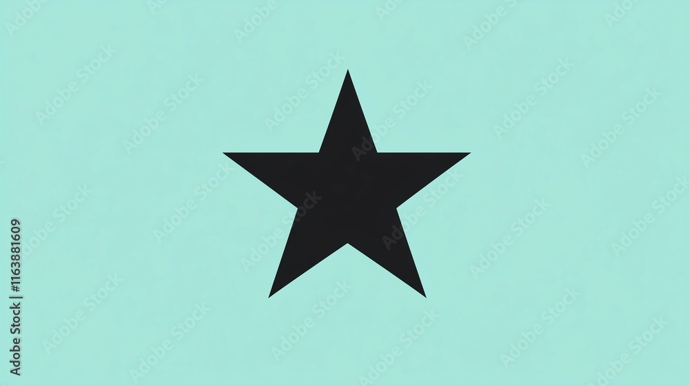 Sharp Edged Black Star Icon on Light Blue Background Sharp Edged Black Star Icon on Light Blue Background