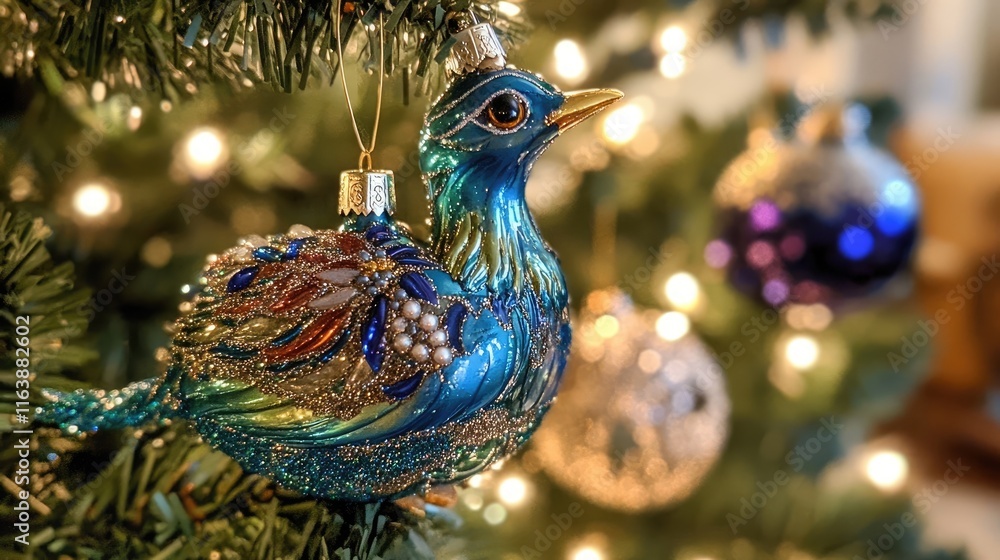 Obraz premium Close Up of Ornaments on Christmas Tree