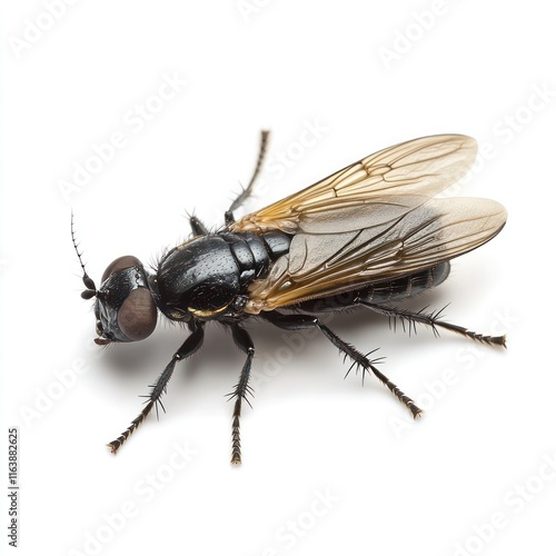 Insect black soldier fly Hermetia illusions Isolated on White Background Generative AI photo