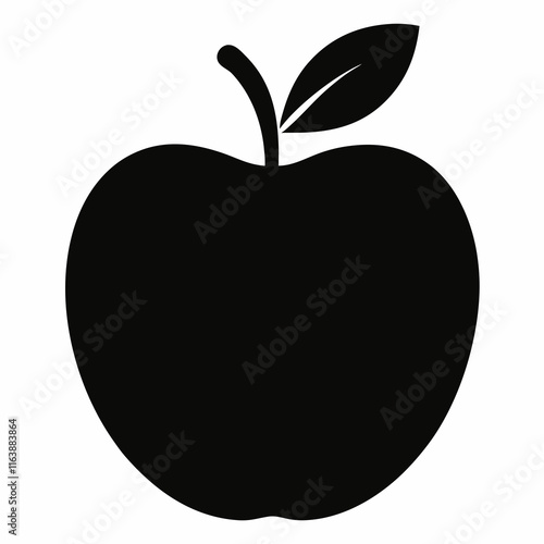 Sleek Black Apple Silhouette Vector