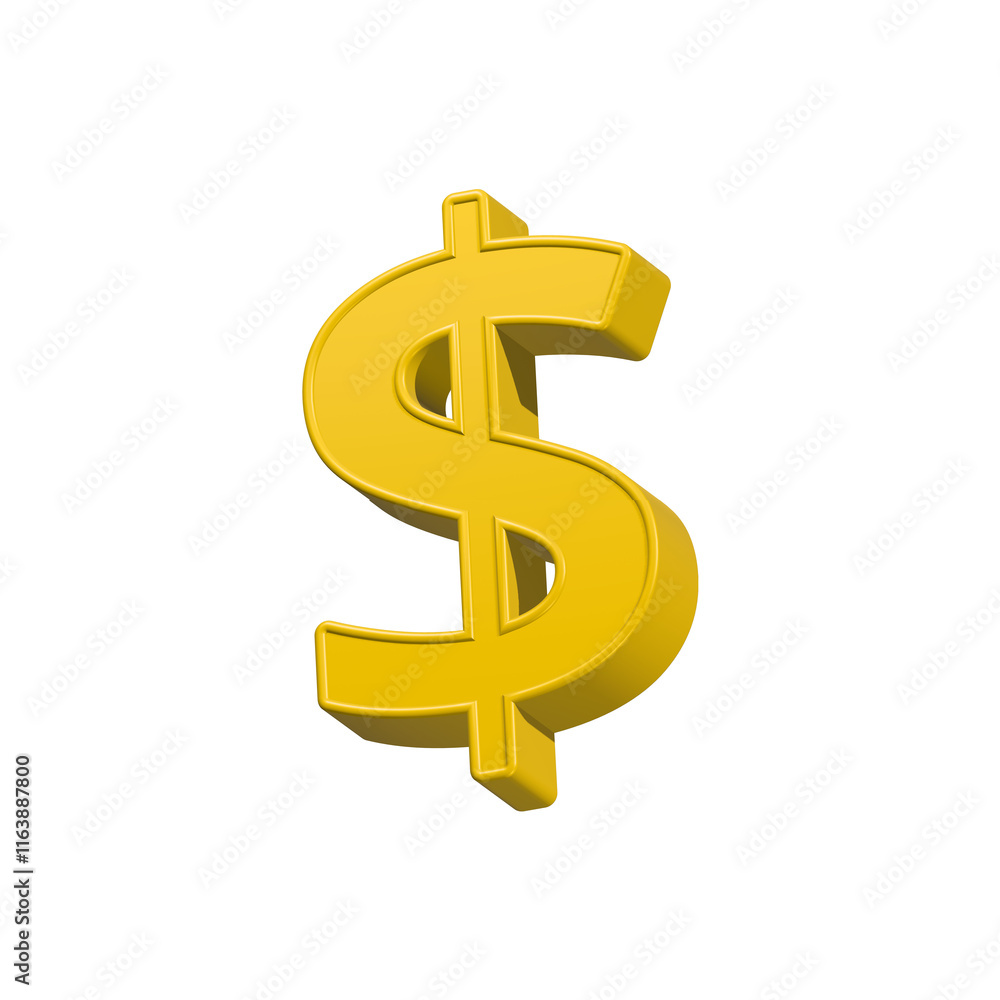 Golden Dollar Currency money icon 3D Render Golden Dollar Currency money icon 3D Render