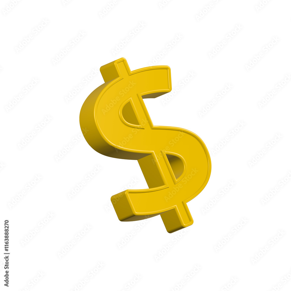 Golden Dollar Currency money icon 3D Render Golden Dollar Currency money icon 3D Render