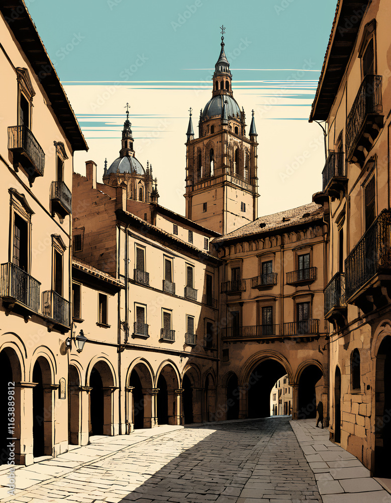 Obraz premium Germany: Poster Illustration Travel Print Decor Gift Paper Canvas Wall Retro Art