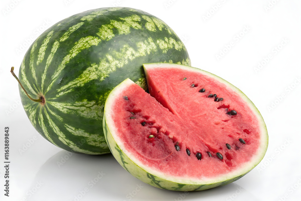 Sliced ripe watermelon isolated on white cutout Sliced ripe watermelon isolated on white cutout