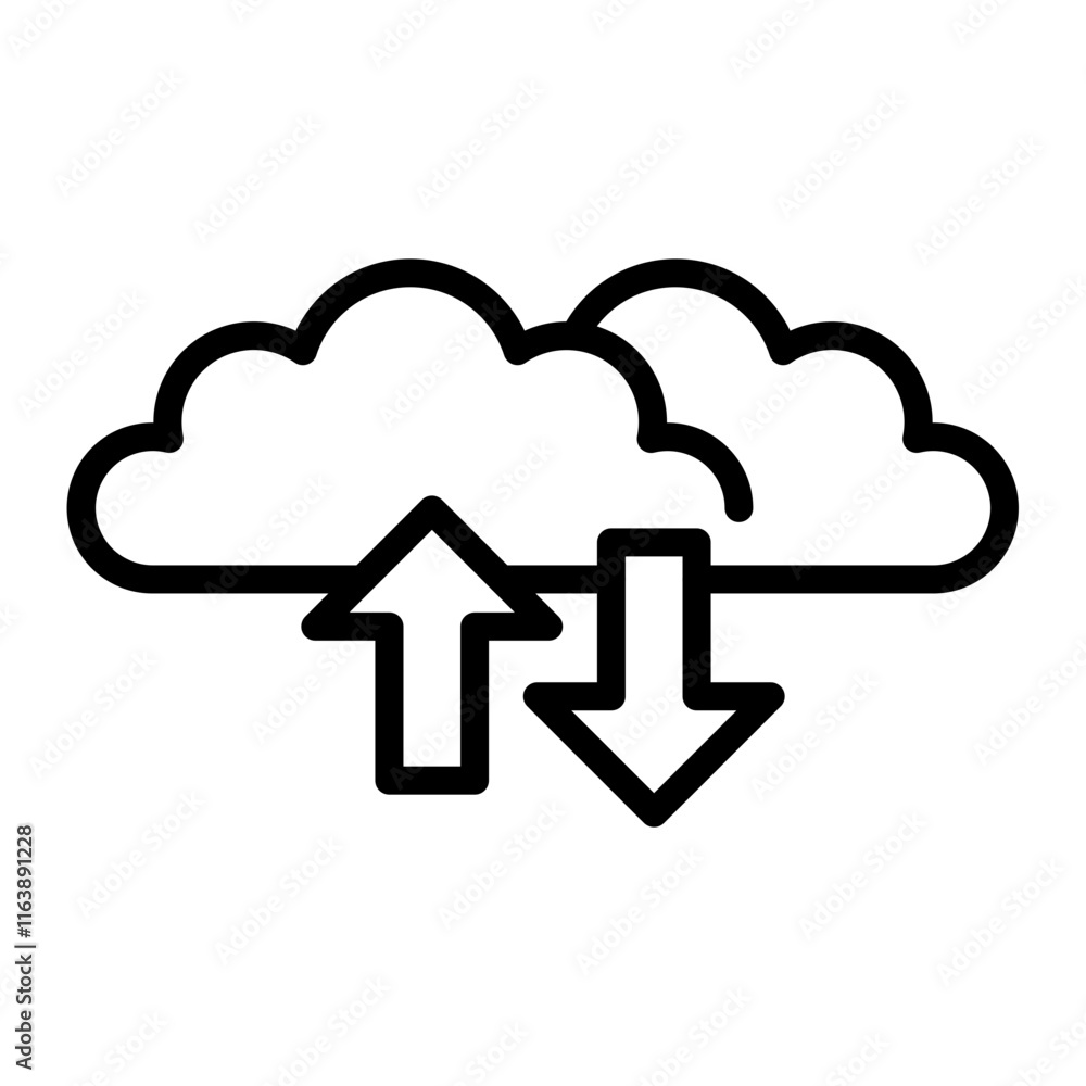 Cloud Uploading Vector Line Icon Design Cloud Uploading Vector Line Icon Design