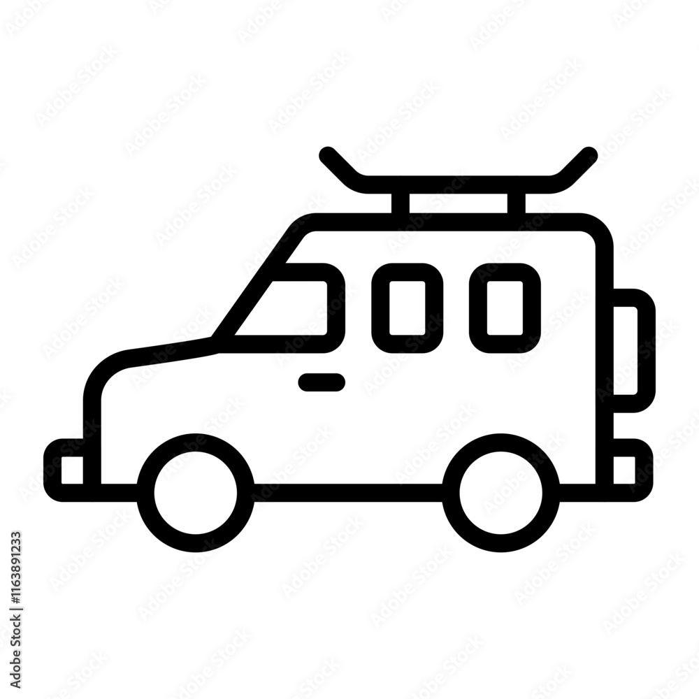 Surf Van Vector Line Icon Design Surf Van Vector Line Icon Design
