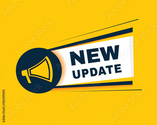 New update banner element with megaphone icon. vector design flat.